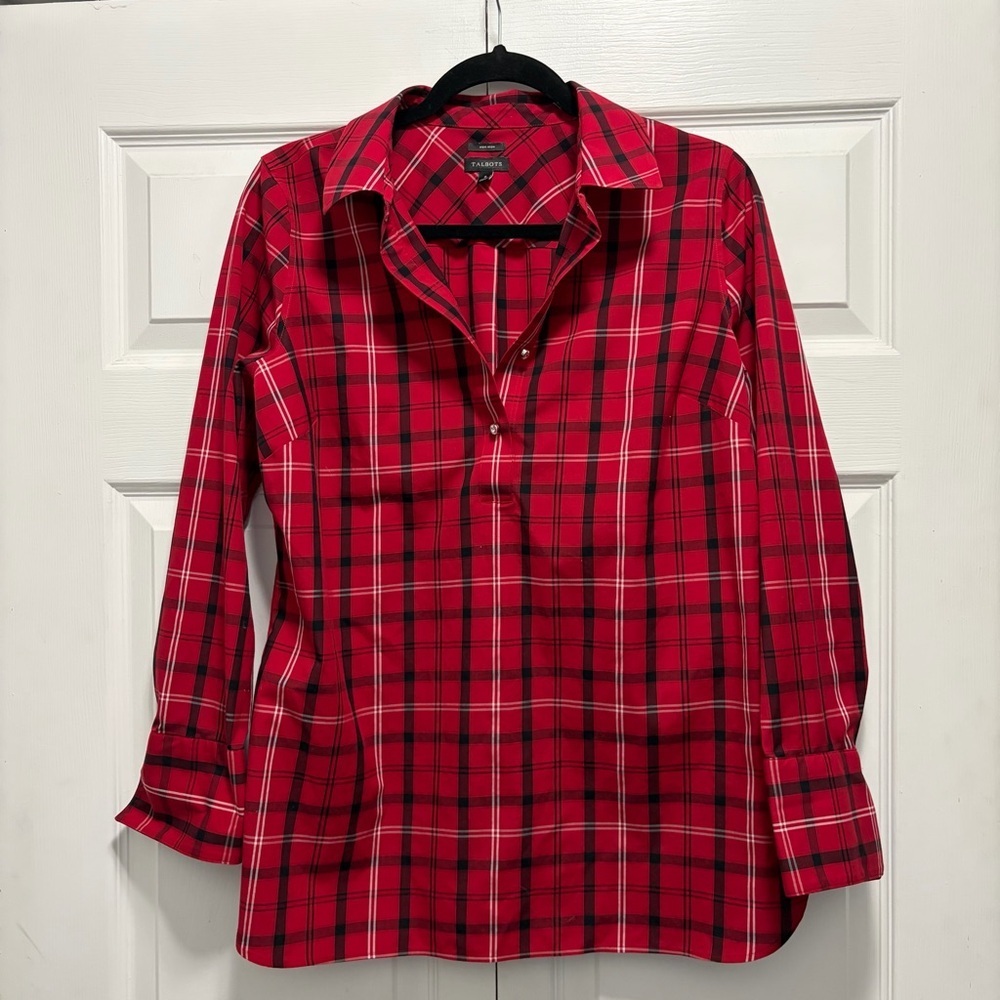 Talbots‎ Vibrant Red Plaid Shirt